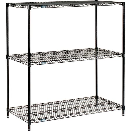 Black Epoxy, 3 Tier, Wire Shelving Starter Unit, 72W X 21D X 34H